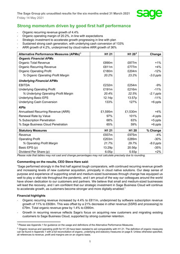 Thumbnail Sage Group
 Half-year Report 2021-h1