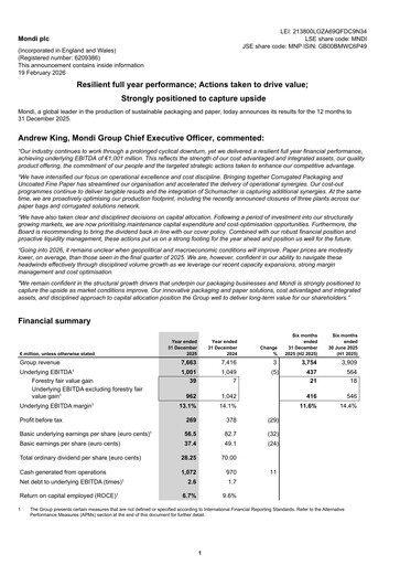 Thumbnail Mondi
 Financial Report 2025
