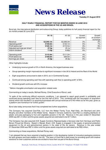 Thumbnail Bunzl Half-year Report 2010