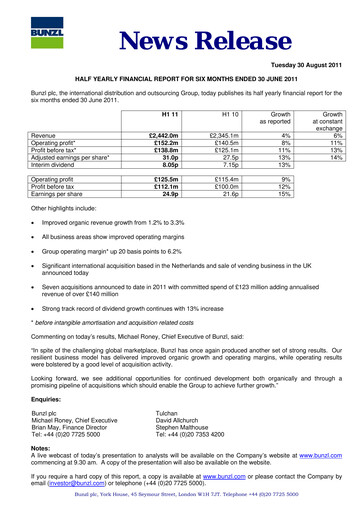 Thumbnail Bunzl Half-year Report 2011