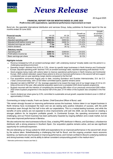 Thumbnail Bunzl Half-year Report 2025