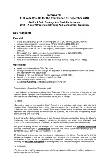 Thumbnail Informa plc Financial Report 2013