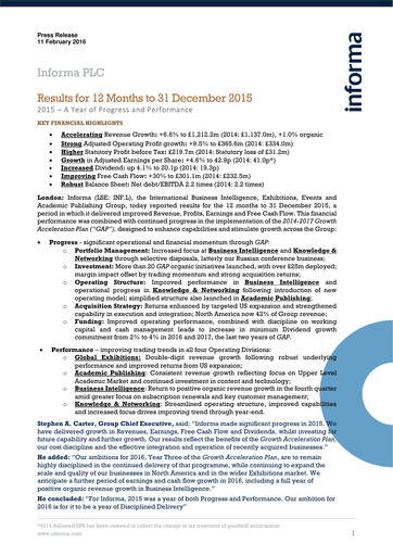 Thumbnail Informa plc Financial Report 2015