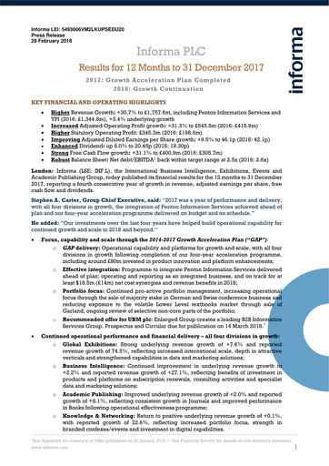Thumbnail Informa plc Financial Report 2017