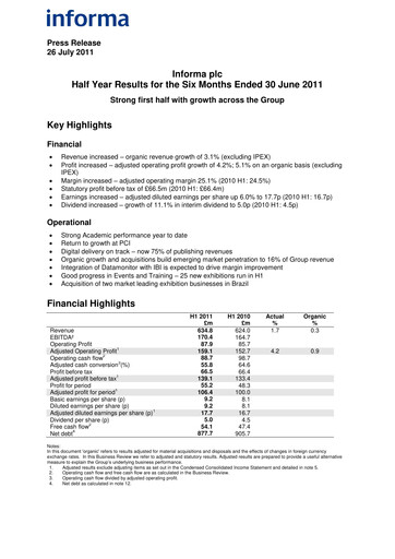 Thumbnail Informa plc Half-year Report 2011-h1