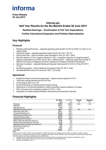 Thumbnail Informa plc Half-year Report 2012-h1