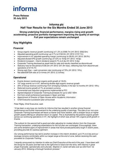 Thumbnail Informa plc Half-year Report 2013-h1