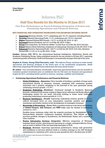 Thumbnail Informa plc Half-year Report 2017-h1