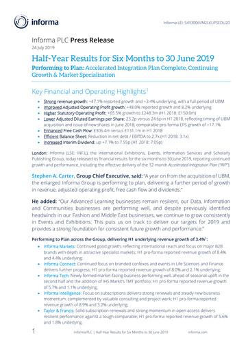 Thumbnail Informa plc Half-year Report 2019-h1