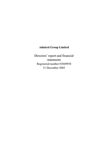 Thumbnail Admiral Group Annual Report 2003