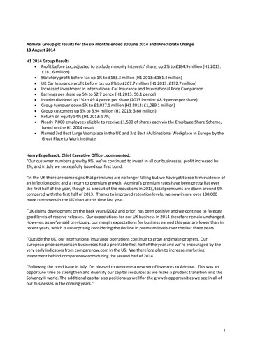 Thumbnail Admiral Group Half-year Report 2014-h1