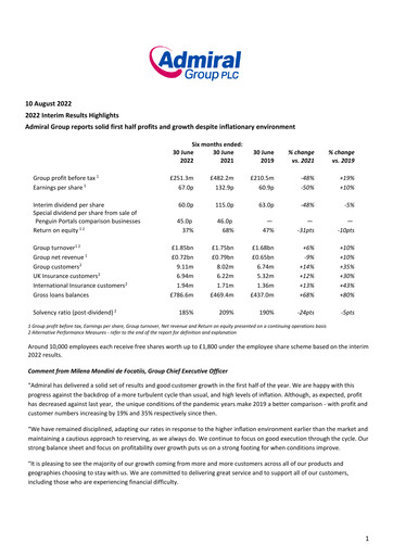 Thumbnail Admiral Group Half-year Report 2022-h1