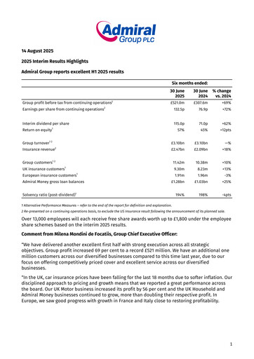 Thumbnail Admiral Group Half-year Report 2025-h1