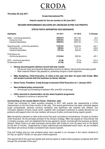 Thumbnail Croda International Half-year Report 2011-h1