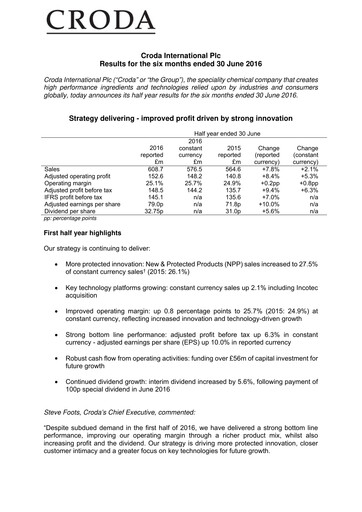 Thumbnail Croda International Half-year Report 2016-h1
