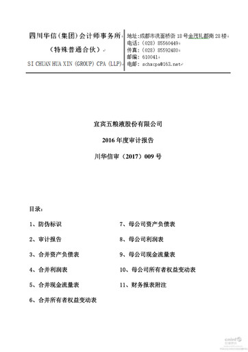 Thumbnail Wuliangye Yibin Financial Statement 2016