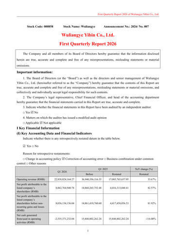 Thumbnail Wuliangye Yibin Quarterly Report 2026-q1