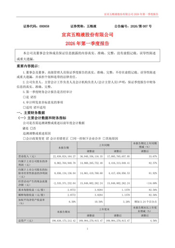 Thumbnail Wuliangye Yibin Quarterly Report 2026-q1