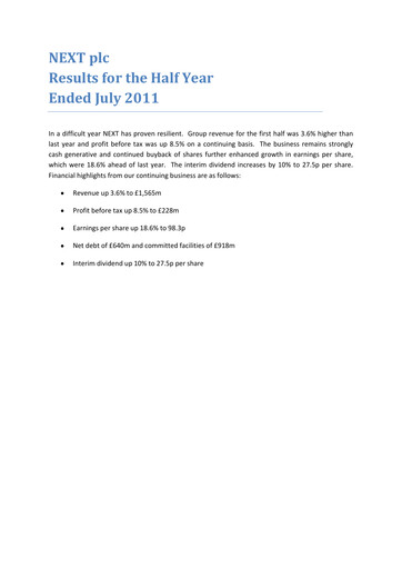 Thumbnail Next plc
 Half-year Report 2011-2012