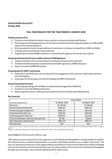 Thumbnail United Utilities Financial Report 2017-2018