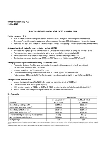 Thumbnail United Utilities Financial Report 2018-2019