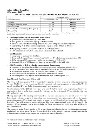 Thumbnail United Utilities Half-year Report 2015-2016
