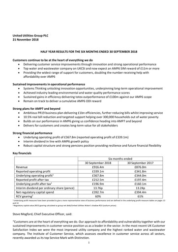 Thumbnail United Utilities Half-year Report 2018-2019