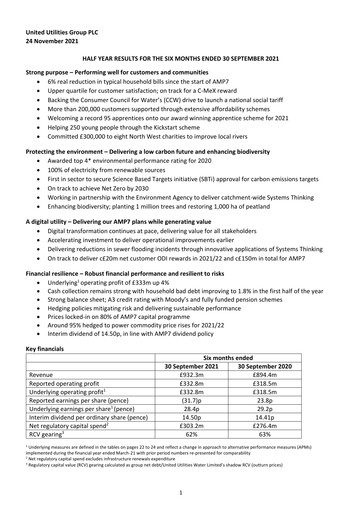 Thumbnail United Utilities Half-year Report 2021-2022