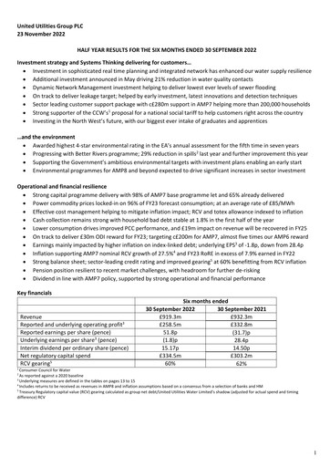 Thumbnail United Utilities Half-year Report 2022-2023