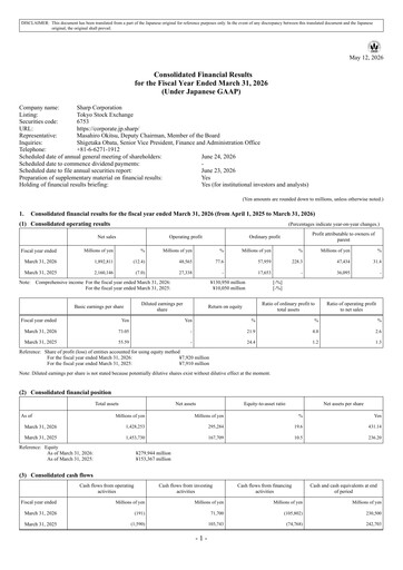 Thumbnail Sharp Corporation Financial Report 2025-2026