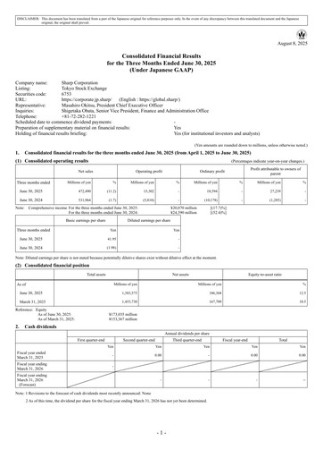 Thumbnail Sharp Corporation Quarterly Report 2026-q1
