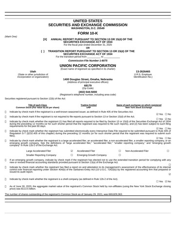 Thumbnail Union Pacific Corporation Annual Report 2020