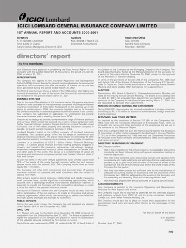 Thumbnail ICICI Lombard Annual Report 2000-2001
