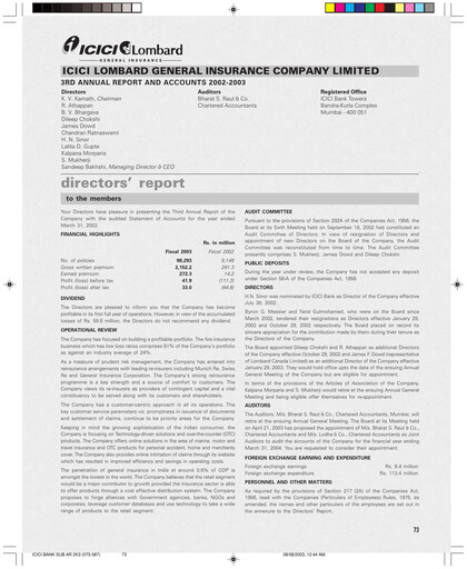 Thumbnail ICICI Lombard Annual Report 2002-2003