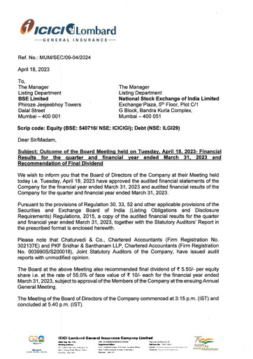 Thumbnail ICICI Lombard Financial Statement 2022-2023