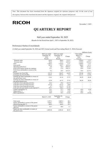Thumbnail Ricoh Company Half-year Report 2025-h1