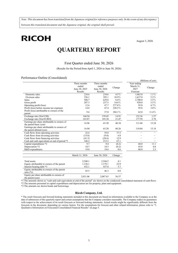 Vorschaubild Ricoh Company Quartalsbericht 2026-q1