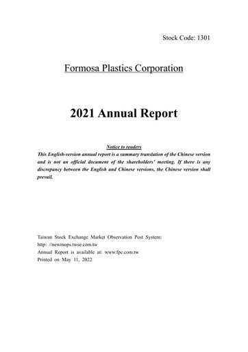 Thumbnail Formosa Plastics Annual Report 2021