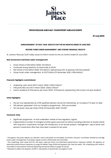 Thumbnail St. James's Place Half-year Report 2023-h1