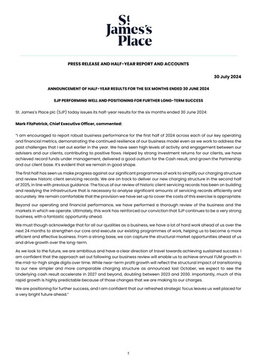 Thumbnail St. James's Place Half-year Report 2024-h1