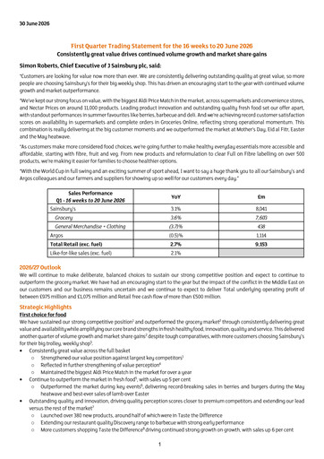 Thumbnail Sainsbury's
 Quarterly Report 2026-q1
