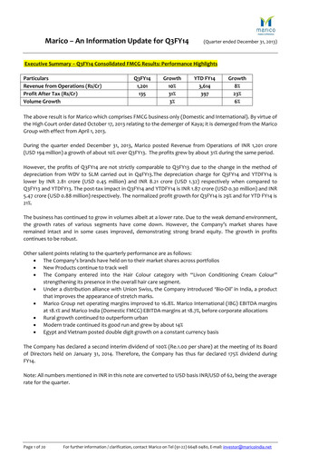 Thumbnail Marico
 Quarterly Report 2013-q3