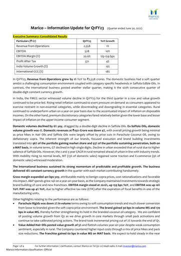 Thumbnail Marico
 Quarterly Report 2022-q1