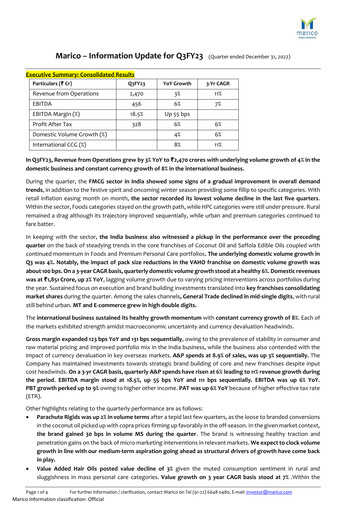 Thumbnail Marico
 Quarterly Report 2022-q3