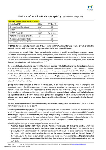 Thumbnail Marico
 Quarterly Report 2024-q1