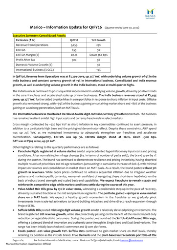 Thumbnail Marico
 Quarterly Report 2025-q1