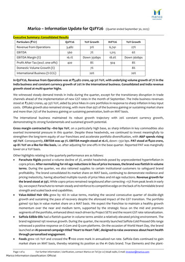 Thumbnail Marico
 Quarterly Report 2025-q2