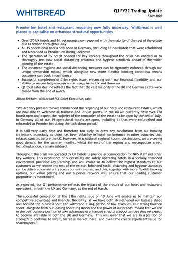 Miniature Whitbread Rapport trimestriel 2020-2021-q1