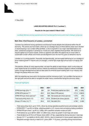 Thumbnail Land Securities Group Financial Report 2022
