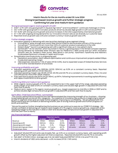 Thumbnail Convatec Group Half-year Report 2024-h1